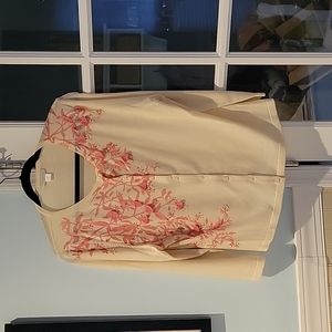 Garnet Hill cardigan with delicate 3D Soft PinkFlowers.